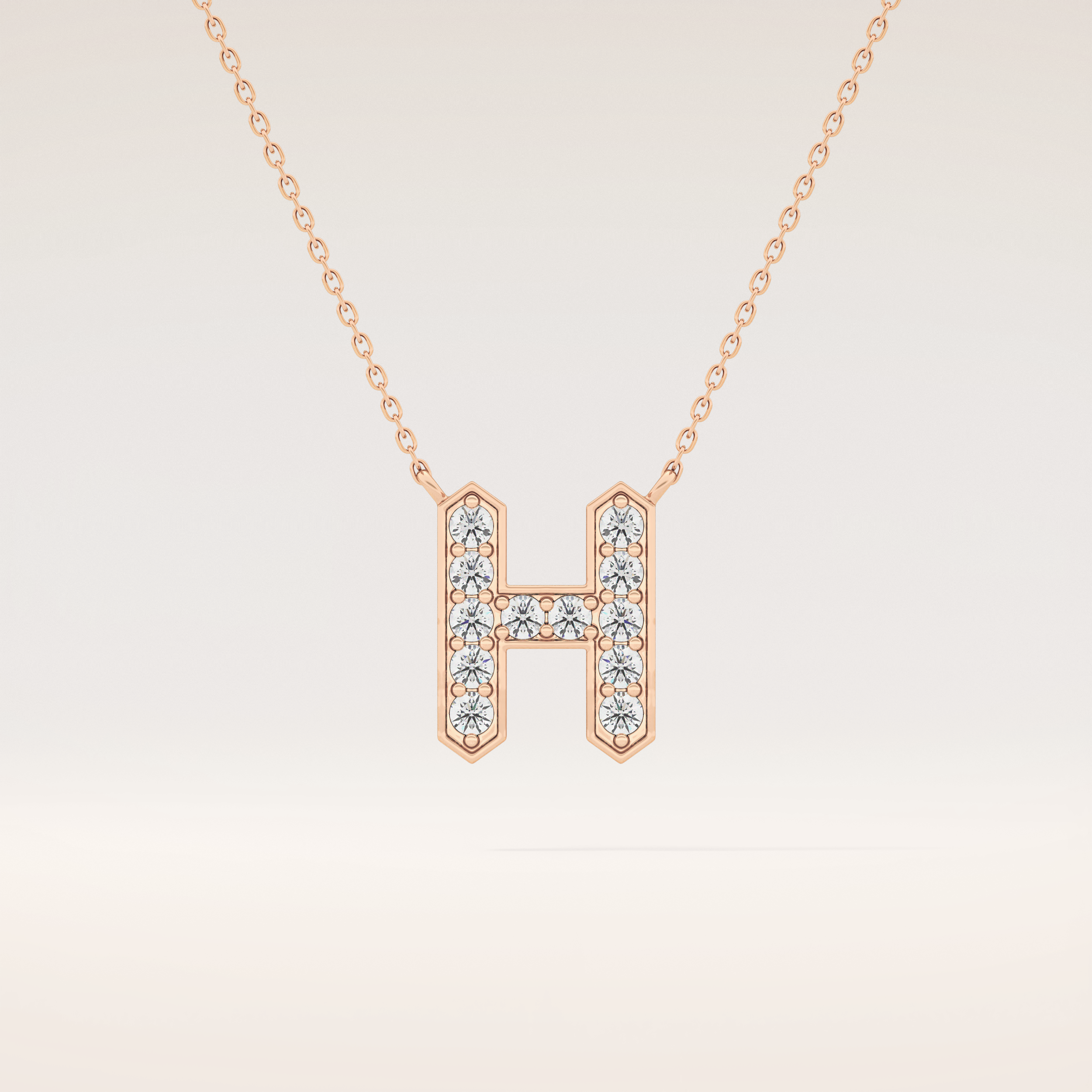 0.36 TCW Round Cut Moissanite H Initial Pendant Necklace