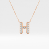 0.36 TCW Round Lab Grown Diamond H Initial Pendant Necklace