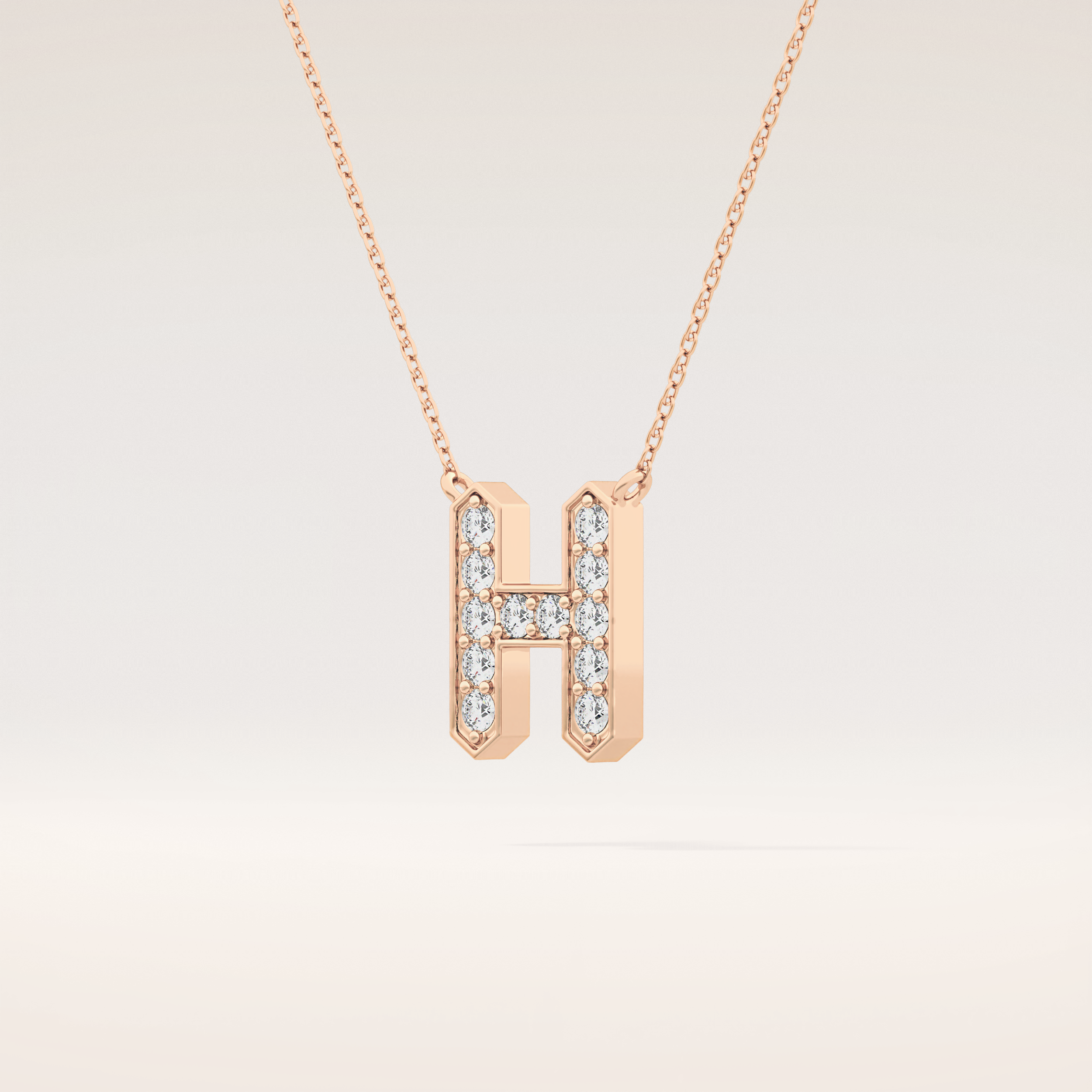0.36 TCW Round Cut Moissanite H Initial Pendant Necklace