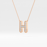 0.36 TCW Round Lab Grown Diamond H Initial Pendant Necklace