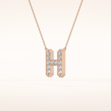 0.36 TCW Round Cut Moissanite H Initial Pendant Necklace