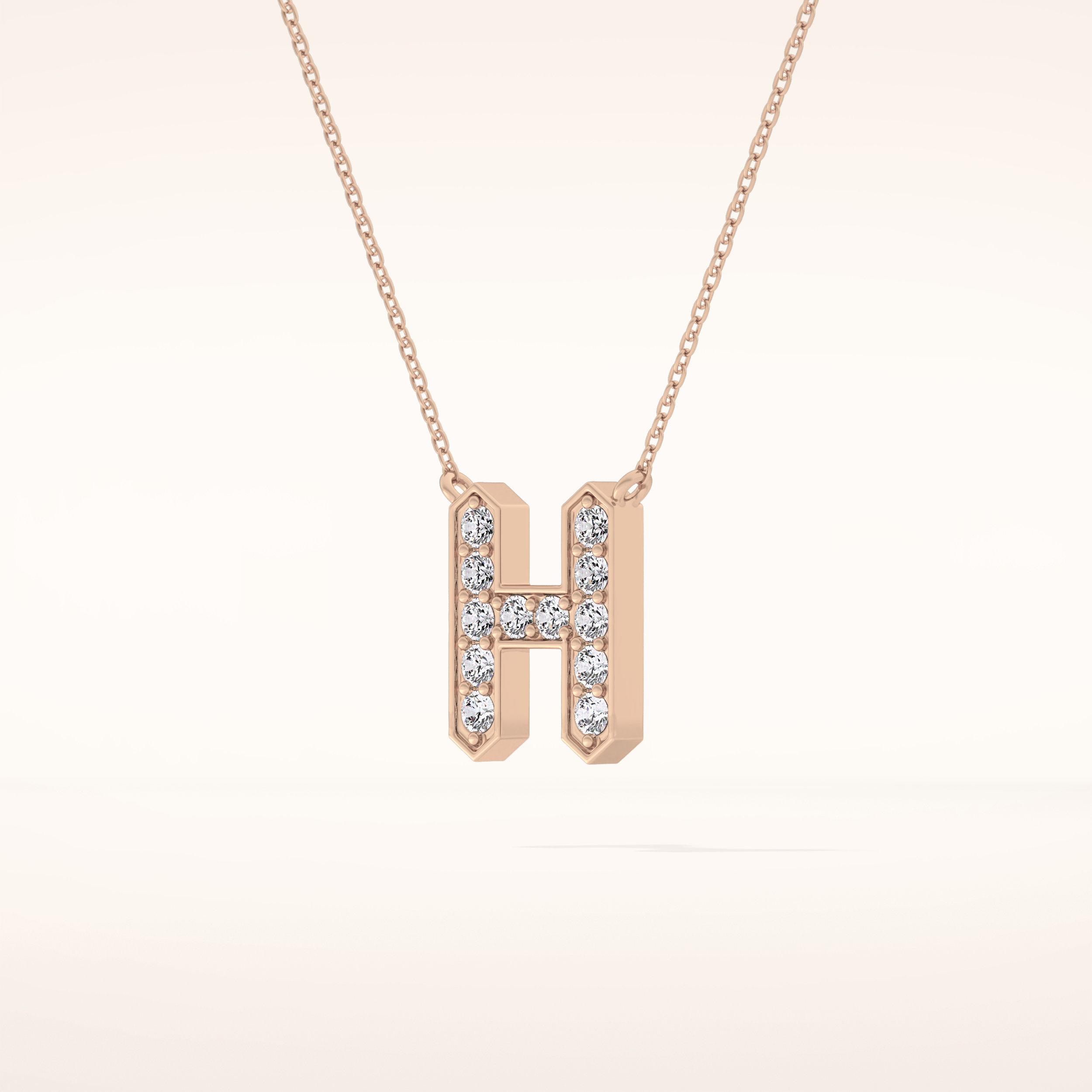 0.36 TCW Round Cut Moissanite H Initial Pendant Necklace