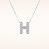 0.36 TCW Round Cut Moissanite H Initial Pendant Necklace