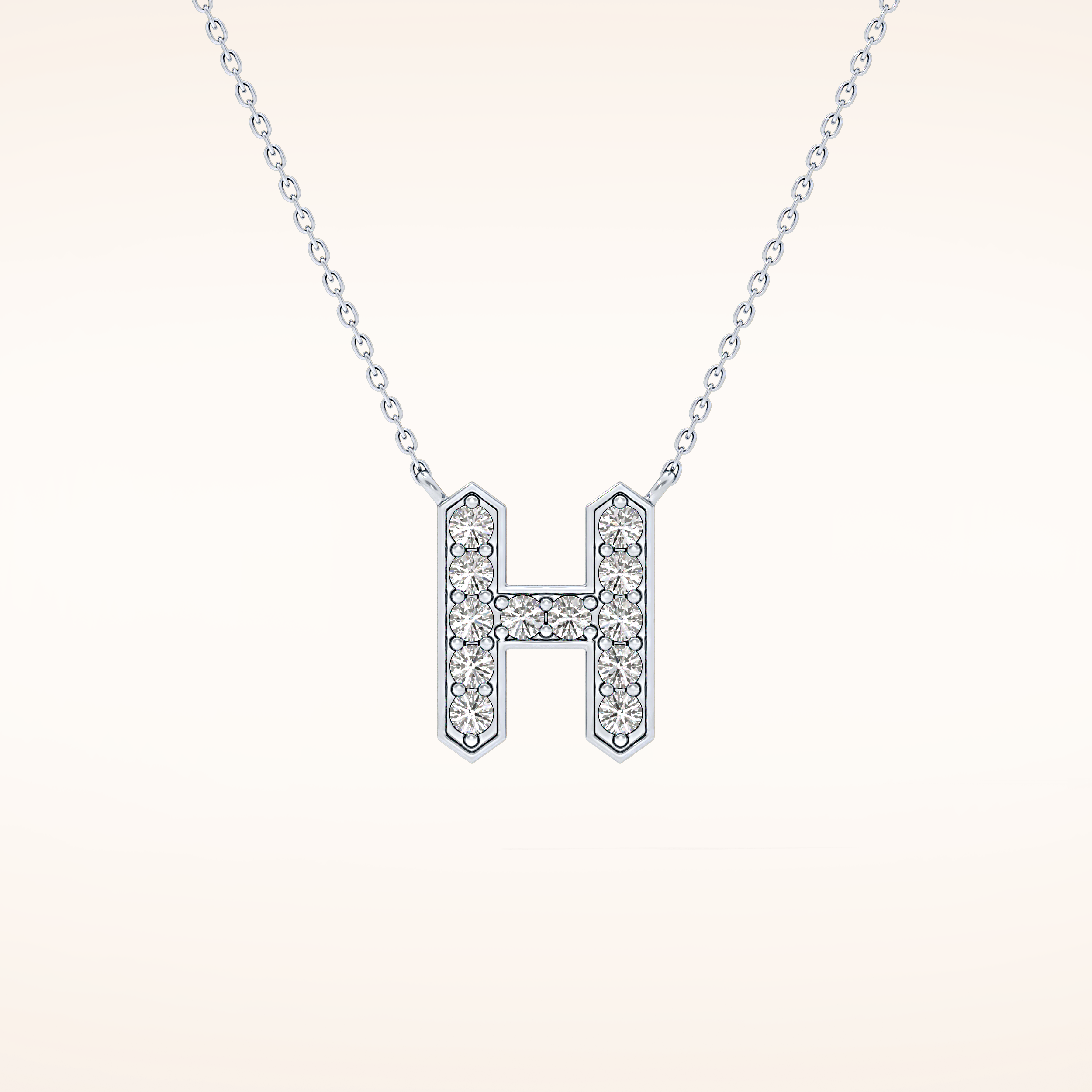 0.36 TCW Round Cut Moissanite H Initial Pendant Necklace