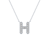 0.36 TCW Round Lab Grown Diamond H Initial Pendant Necklace