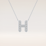 0.36 TCW Round Cut Moissanite H Initial Pendant Necklace
