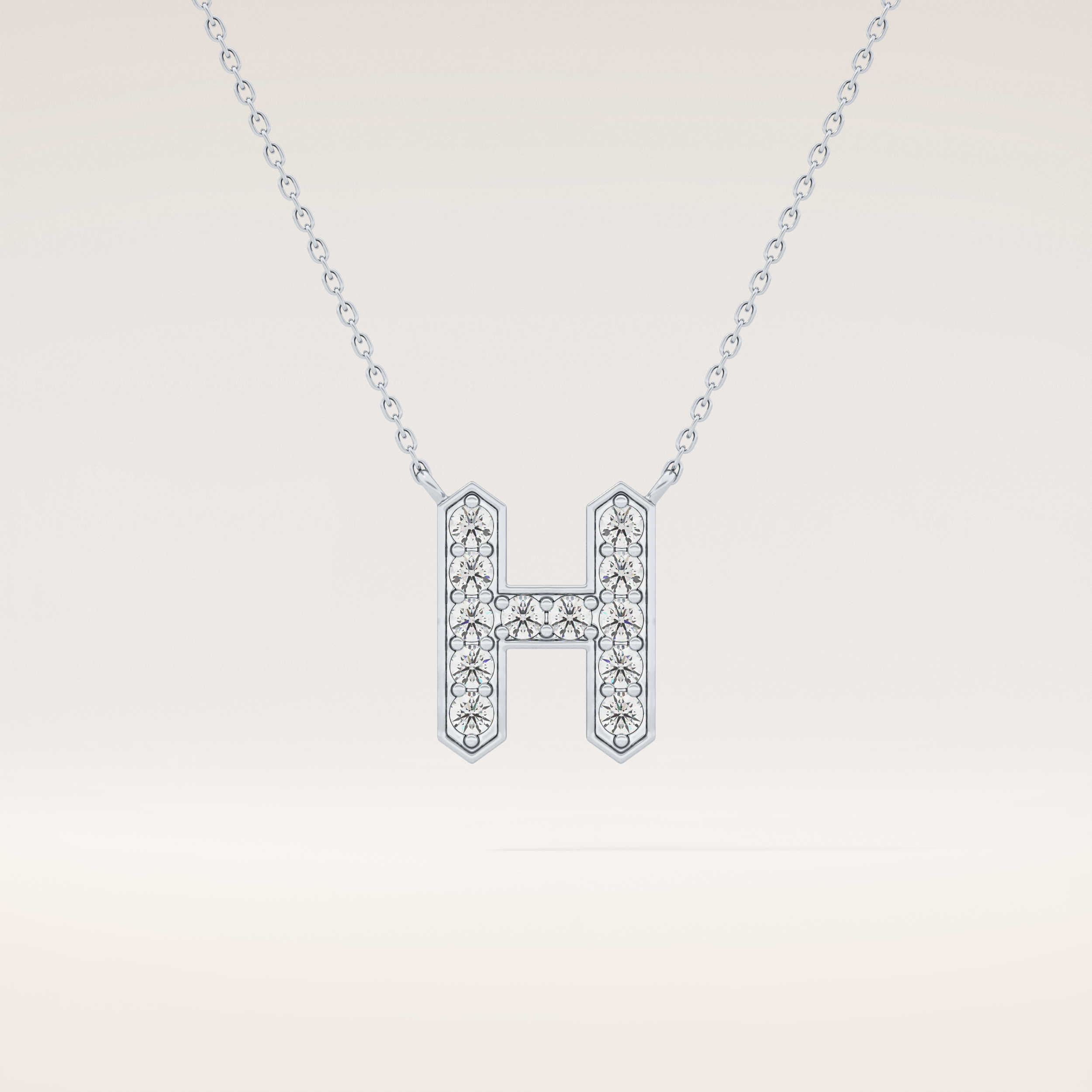 0.36 TCW Round Cut Moissanite H Initial Pendant Necklace