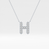 0.36 TCW Round Lab Grown Diamond H Initial Pendant Necklace