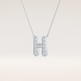 0.36 TCW Round Cut Moissanite H Initial Pendant Necklace