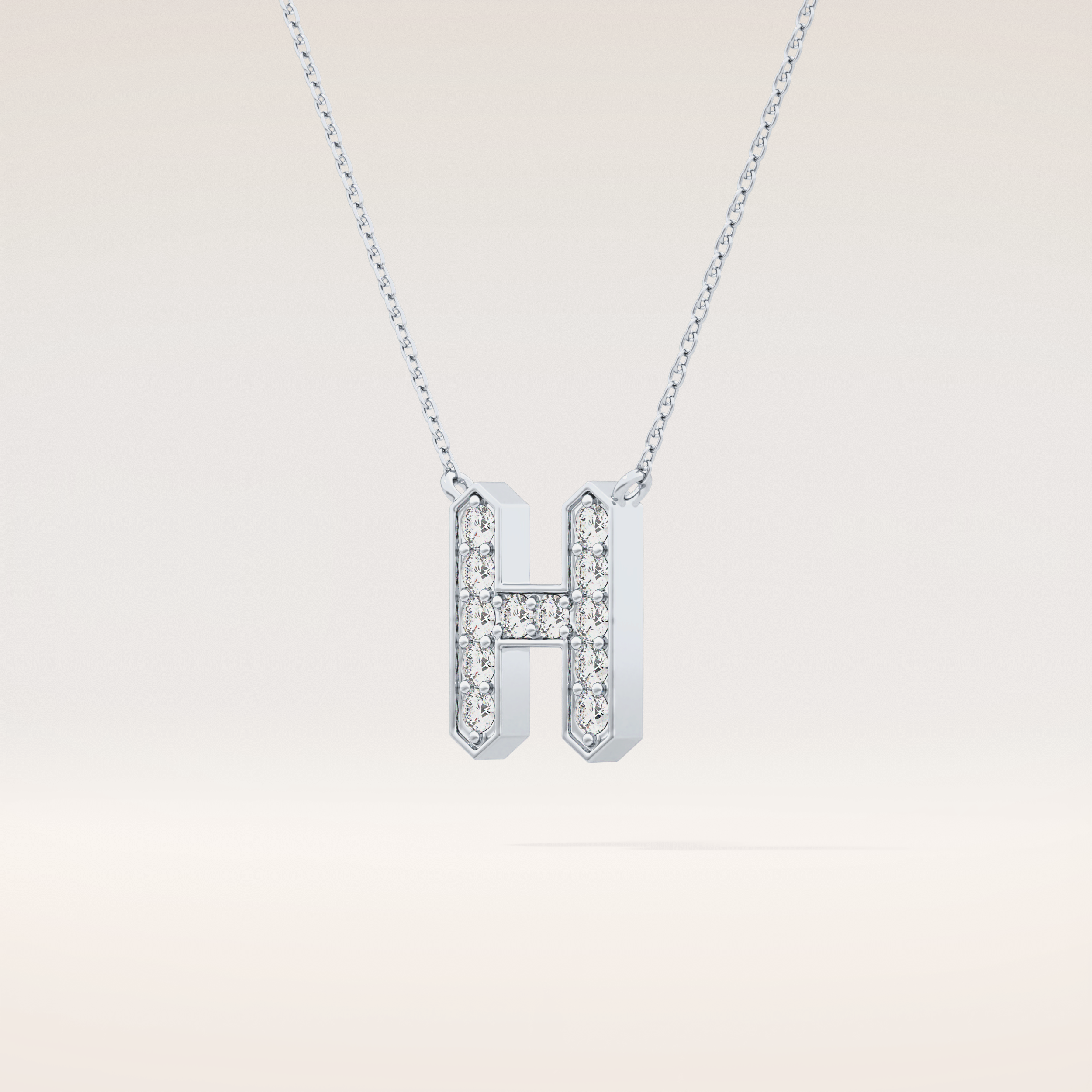 0.36 TCW Round Cut Moissanite H Initial Pendant Necklace