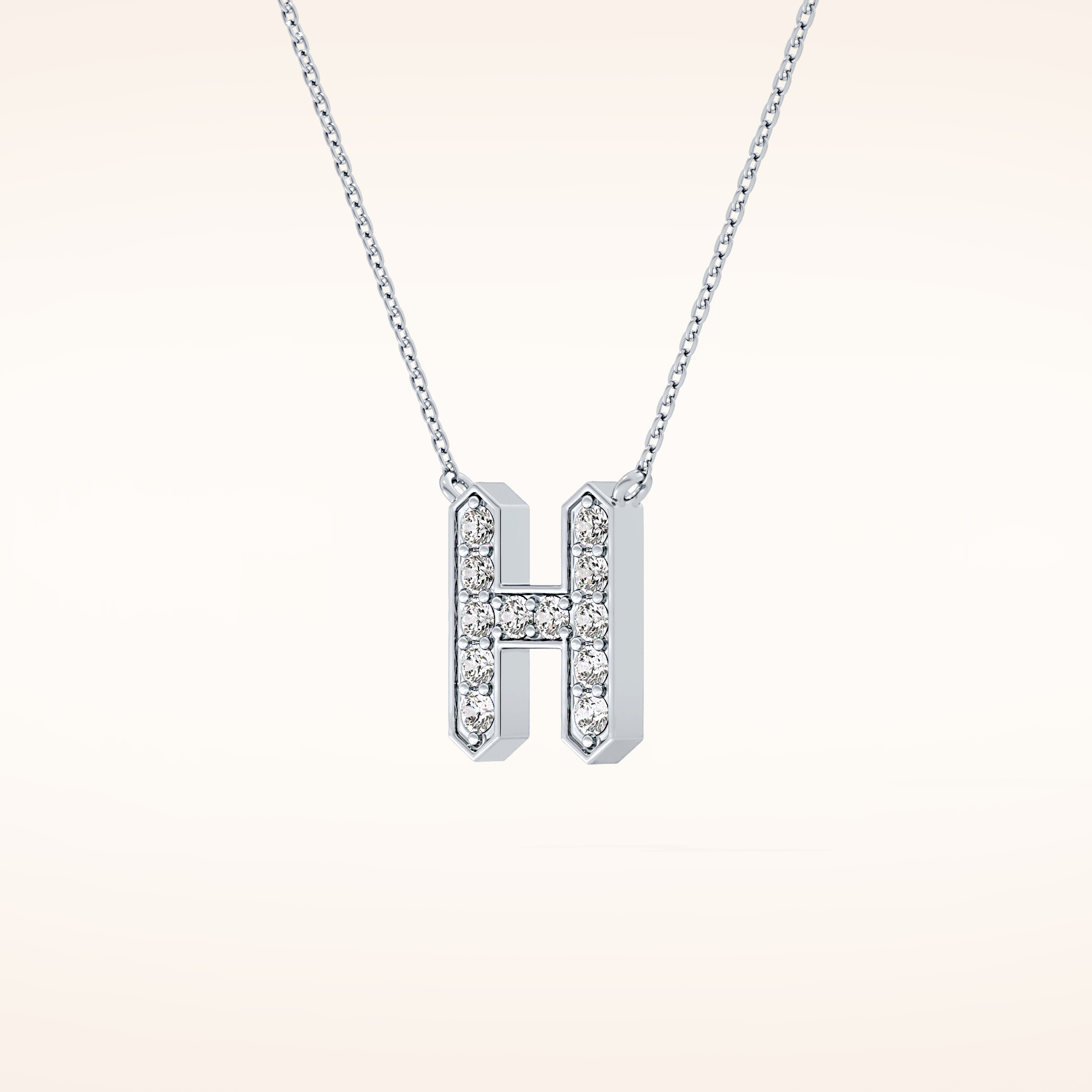 0.36 TCW Round Cut Moissanite H Initial Pendant Necklace