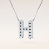 0.36 TCW Round Cut Moissanite H Initial Pendant Necklace