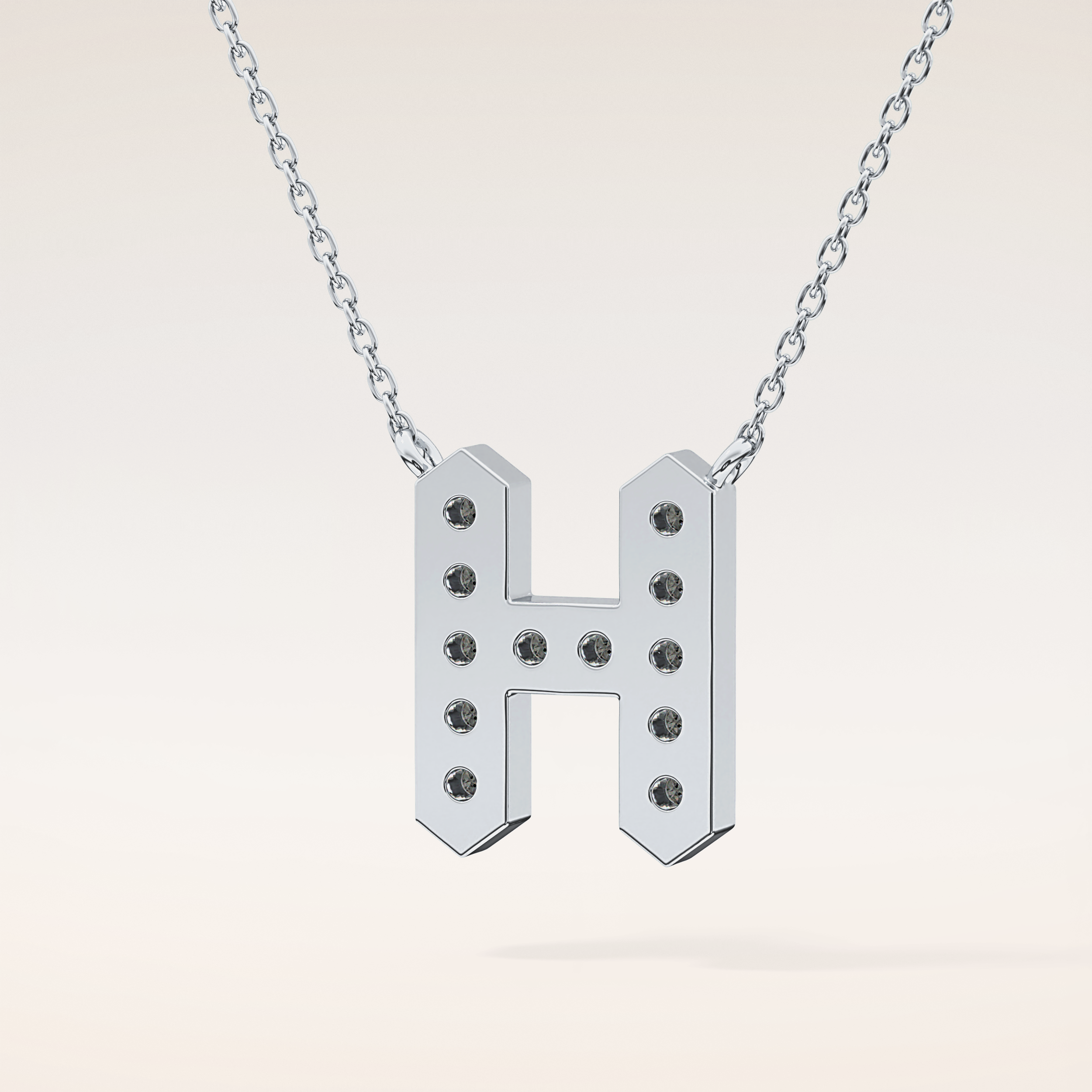 0.36 TCW Round Cut Moissanite H Initial Pendant Necklace