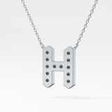 0.36 TCW Round Lab Grown Diamond H Initial Pendant Necklace