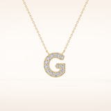0.294 TCW Round Cut Moissanite G Initial Pendant Necklace
