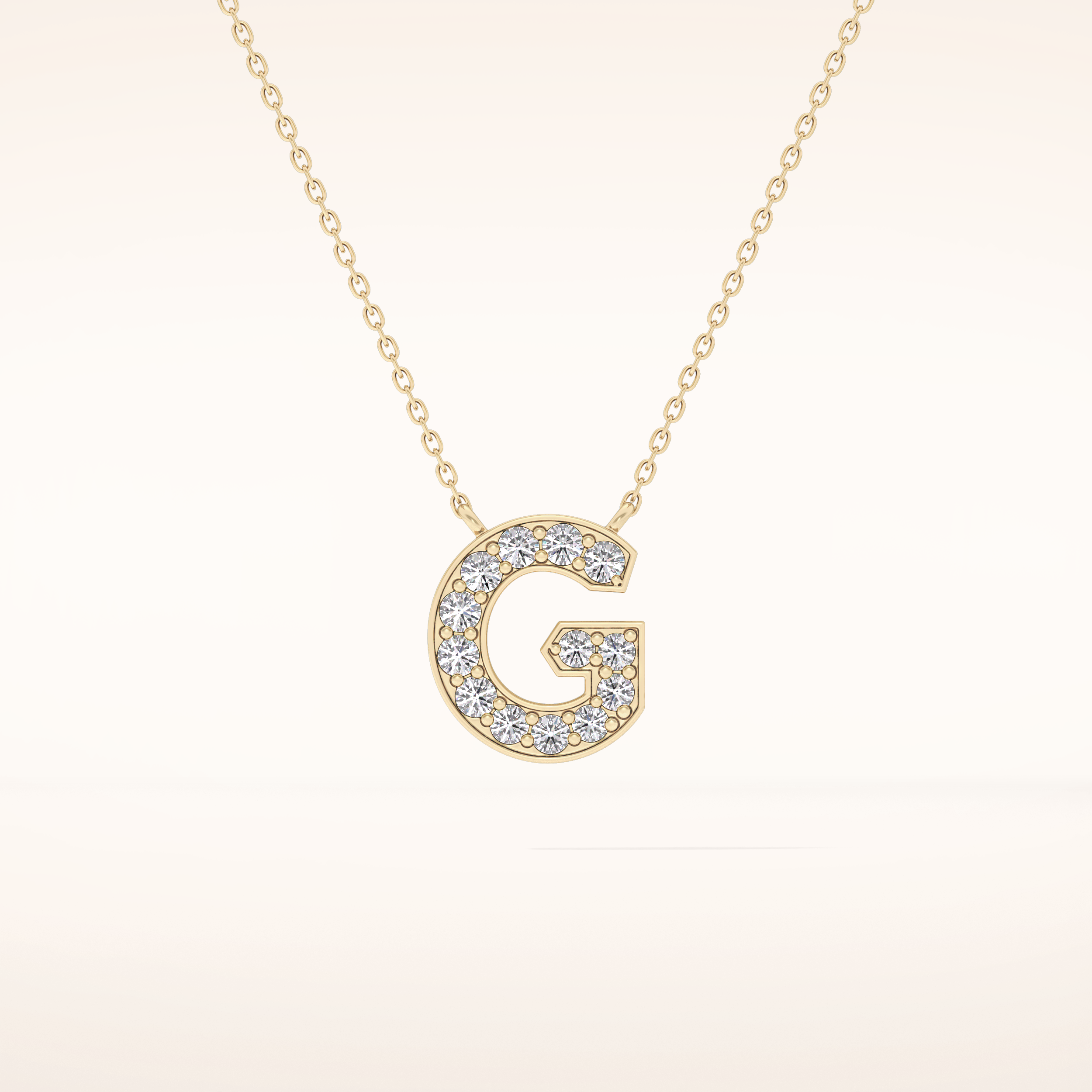0.294 TCW Round Cut Moissanite G Initial Pendant Necklace
