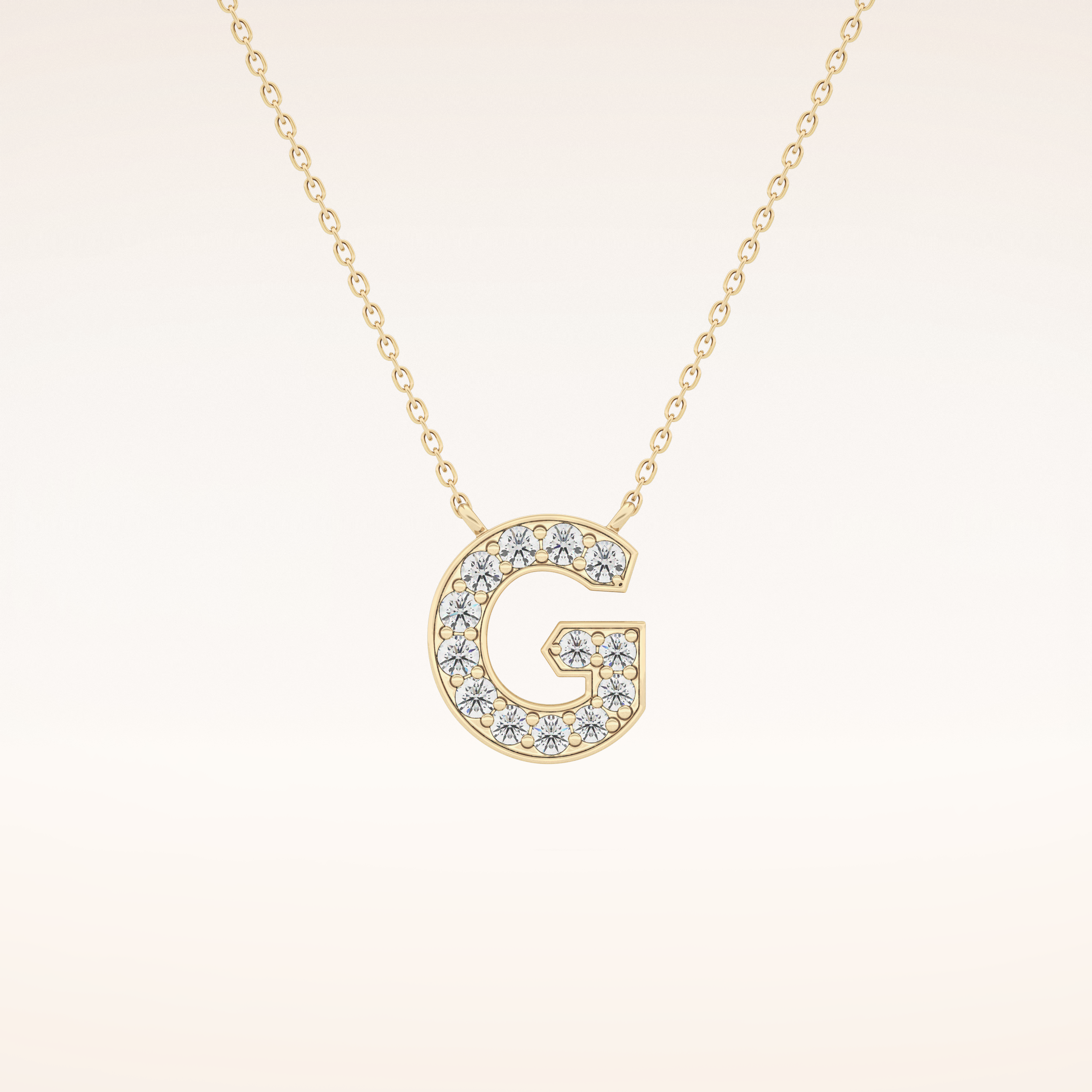 0.294 TCW Round Cut Moissanite G Initial Pendant Necklace