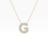 0.294 TCW Round Lab Grown Diamond G Initial Pendant Necklace