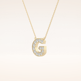 0.294 TCW Round Cut Moissanite G Initial Pendant Necklace