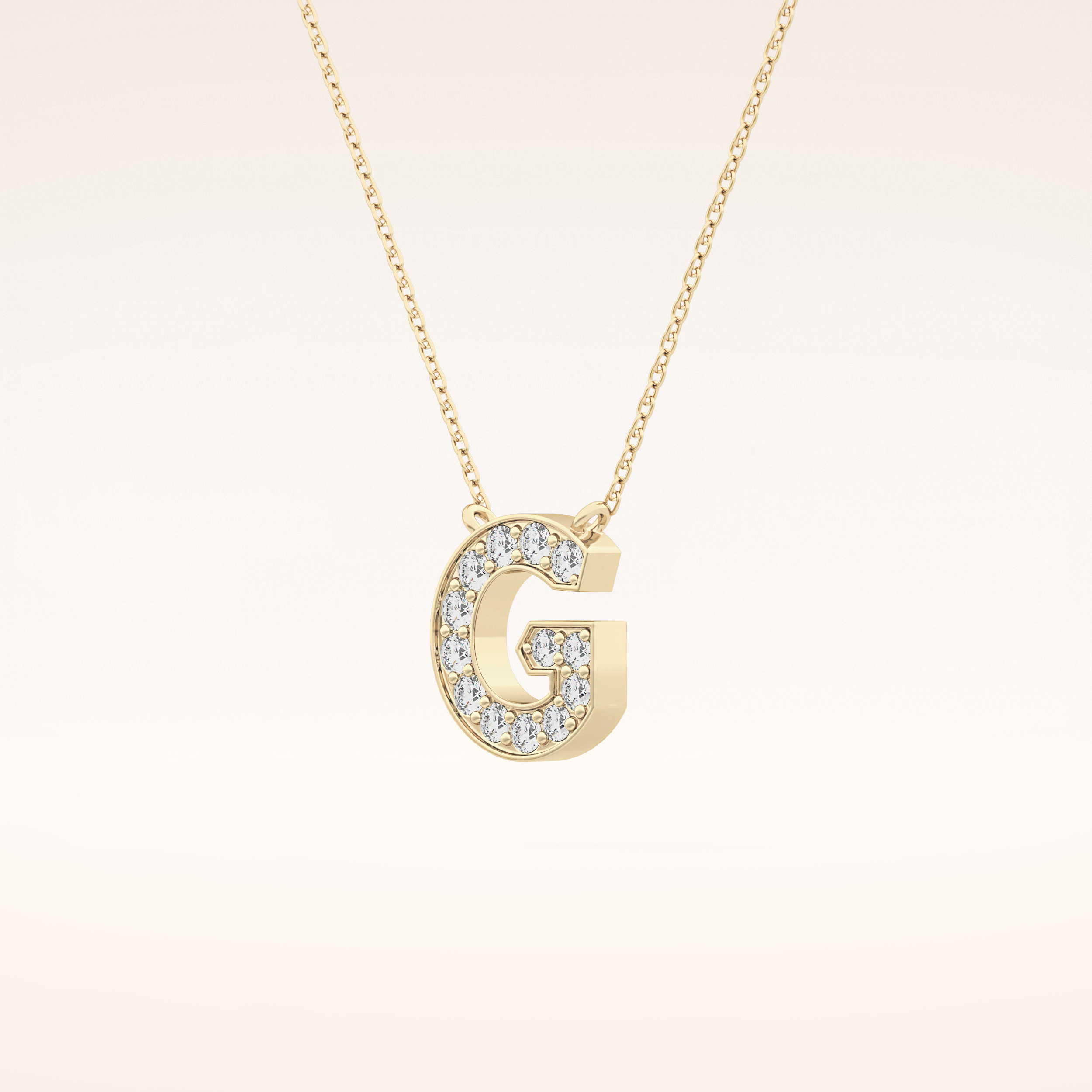 0.294 TCW Round Cut Moissanite G Initial Pendant Necklace