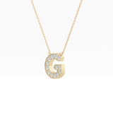 0.294 TCW Round Lab Grown Diamond G Initial Pendant Necklace