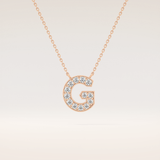 0.294 TCW Round Cut Moissanite G Initial Pendant Necklace