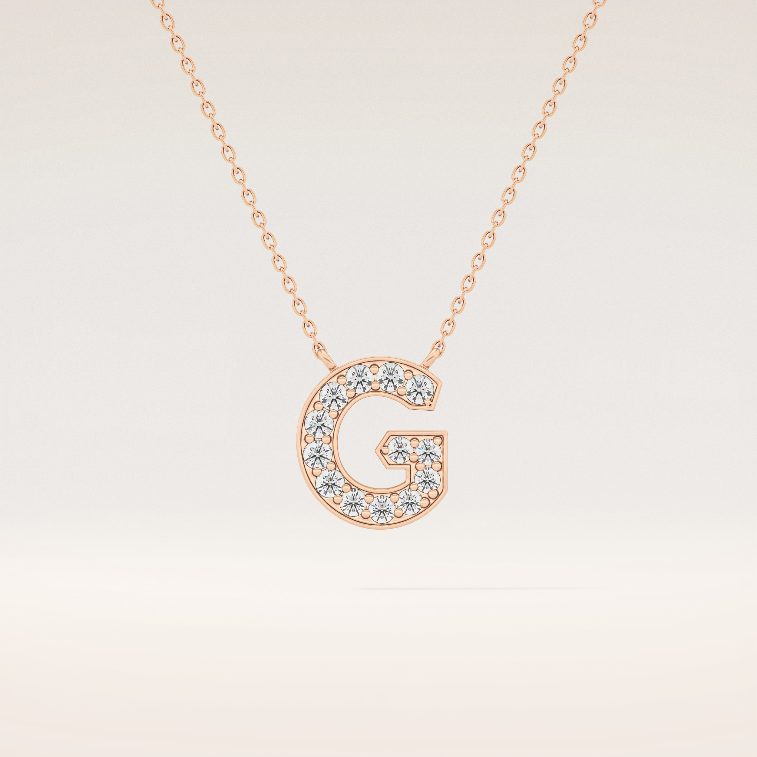 0.294 TCW Round Cut Moissanite G Initial Pendant Necklace