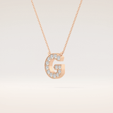 0.294 TCW Round Cut Moissanite G Initial Pendant Necklace
