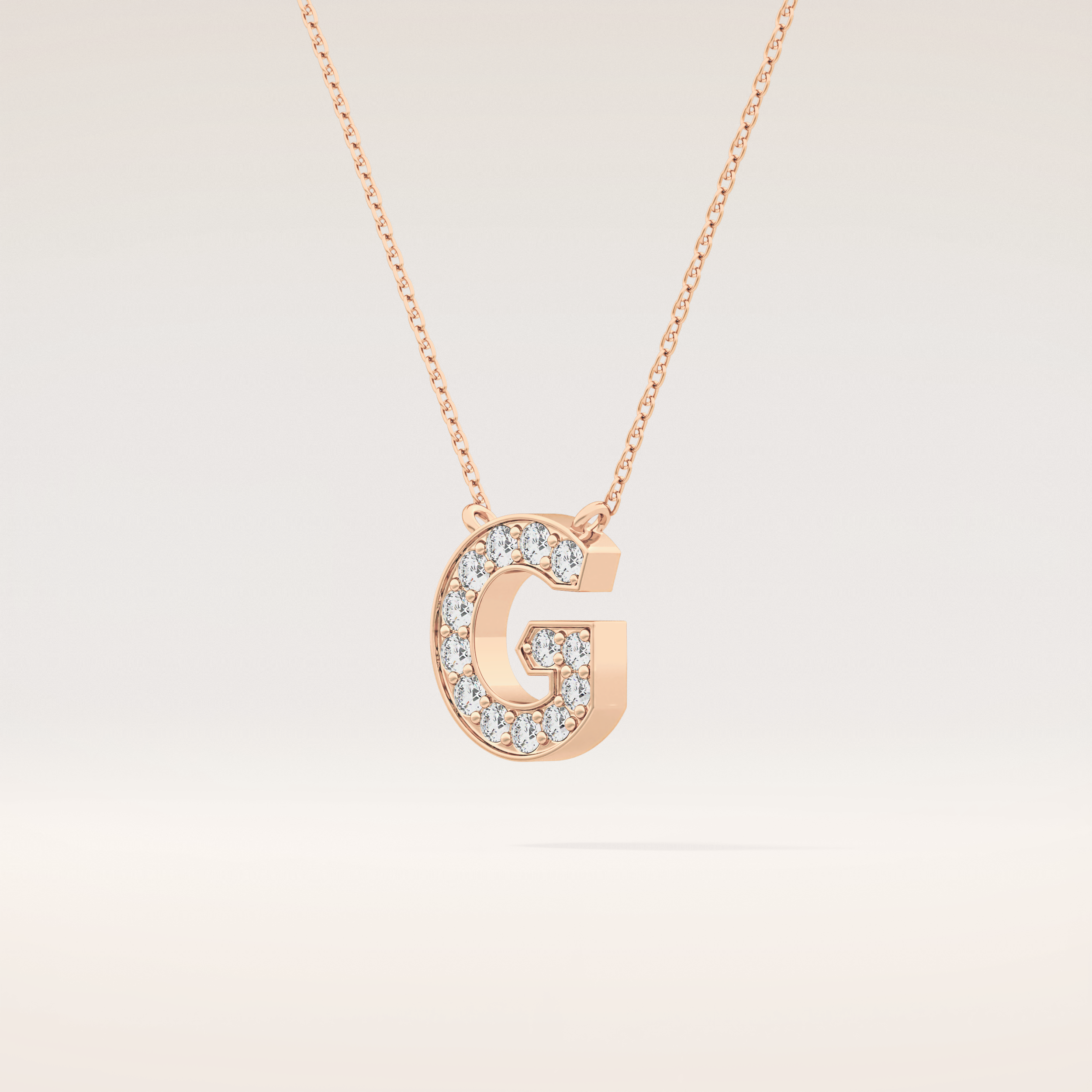0.294 TCW Round Cut Moissanite G Initial Pendant Necklace