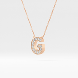 0.294 TCW Round Lab Grown Diamond G Initial Pendant Necklace