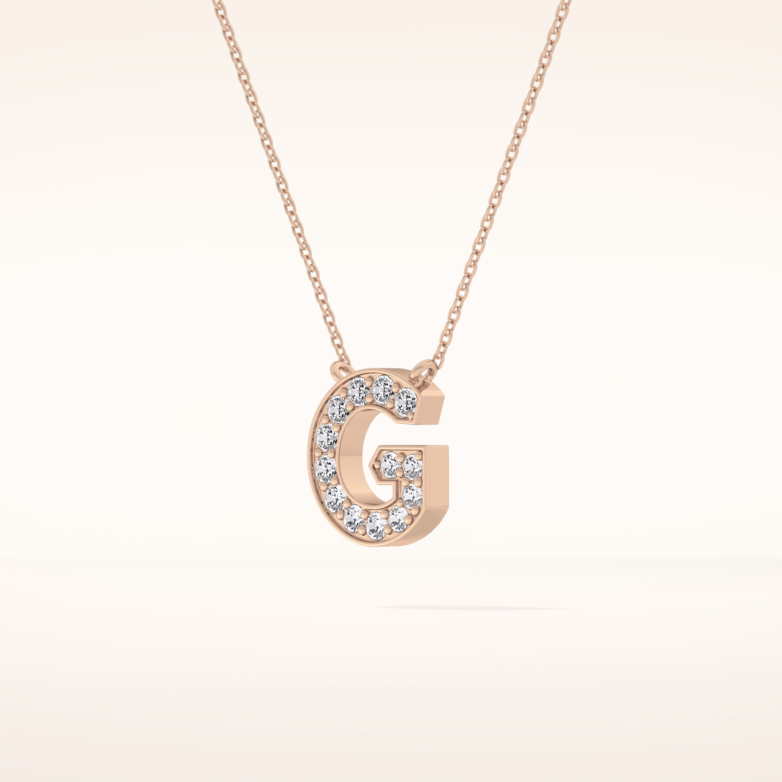 0.294 TCW Round Cut Moissanite G Initial Pendant Necklace