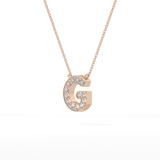 0.294 TCW Round Lab Grown Diamond G Initial Pendant Necklace