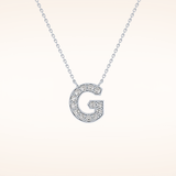 0.294 TCW Round Cut Moissanite G Initial Pendant Necklace