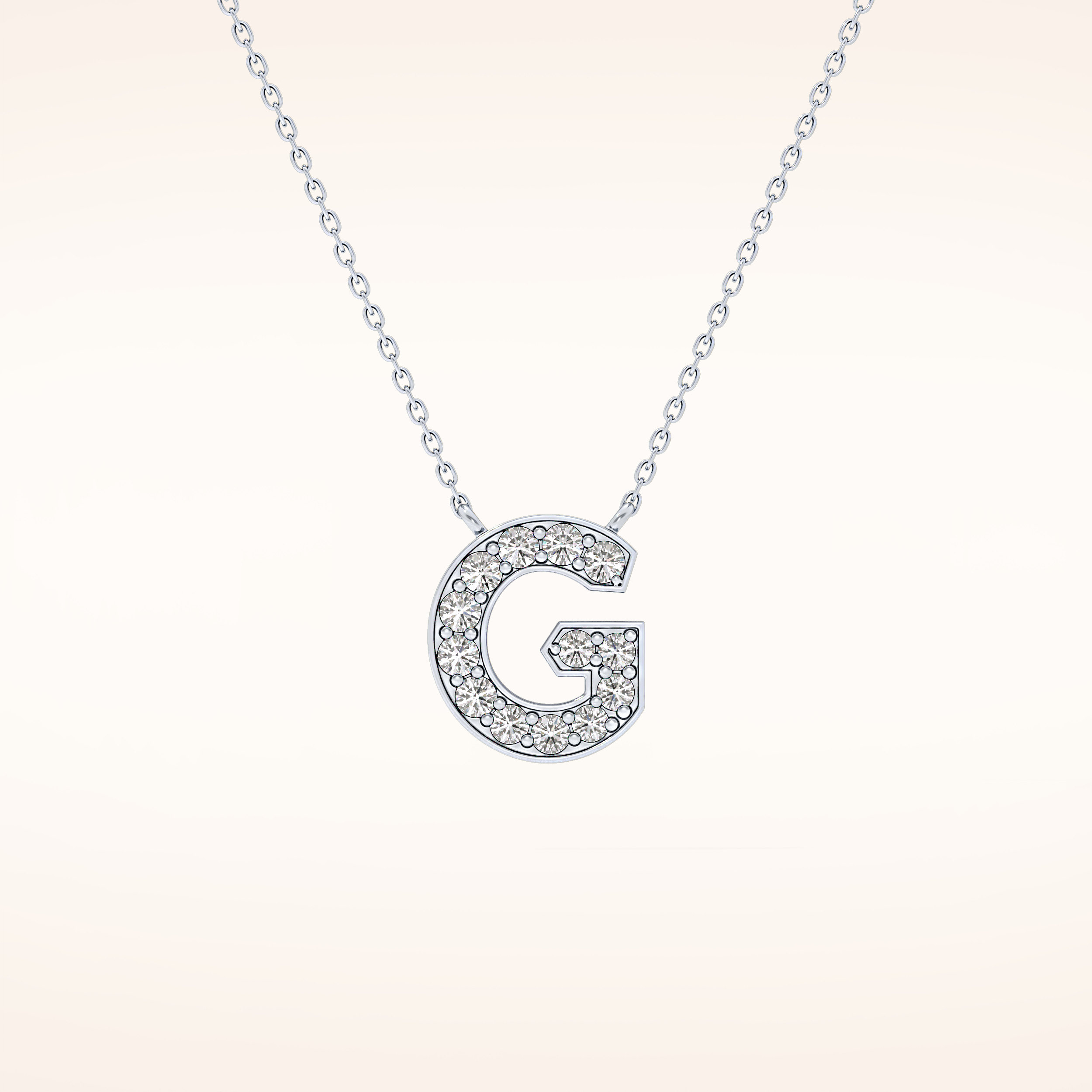 0.294 TCW Round Cut Moissanite G Initial Pendant Necklace
