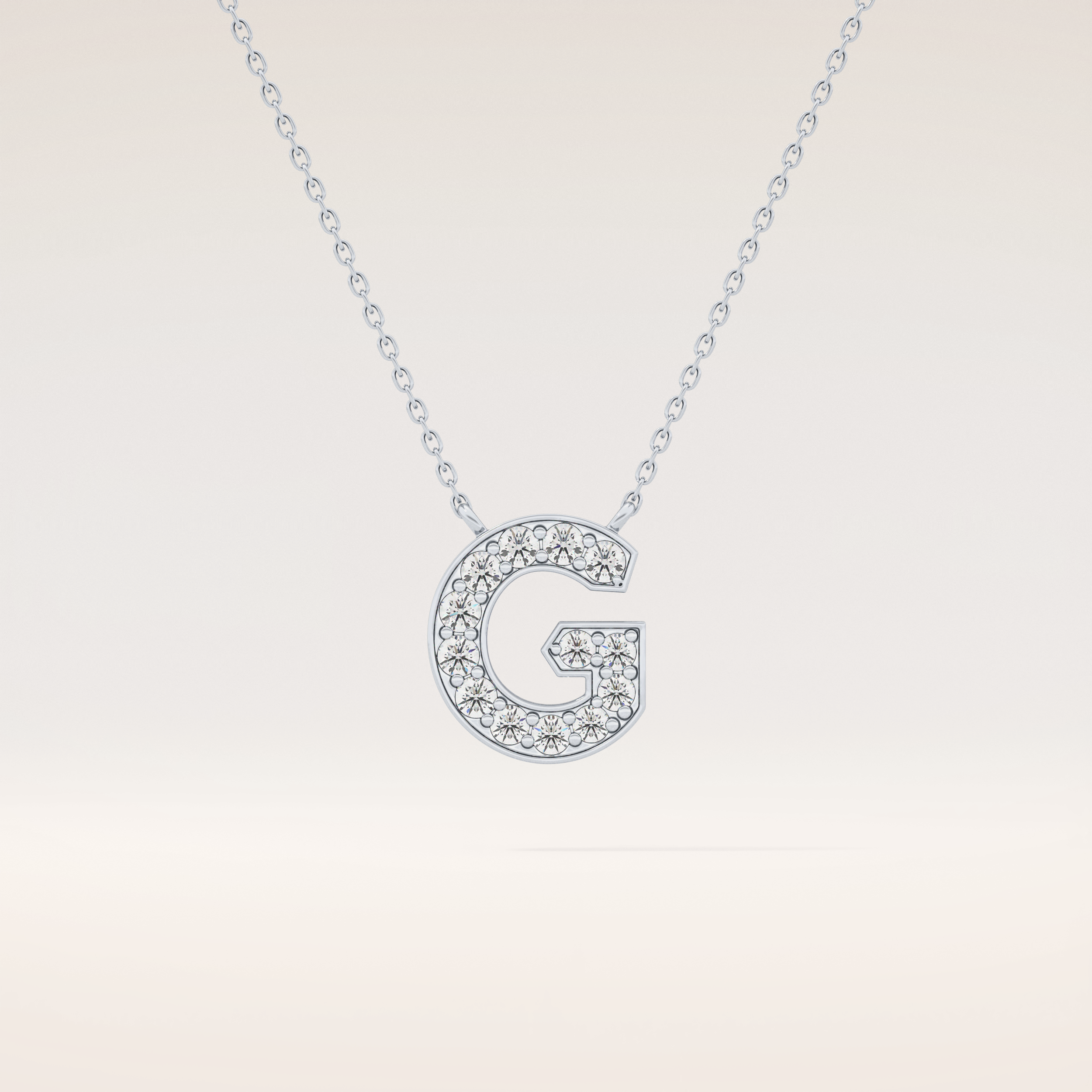 0.294 TCW Round Cut Moissanite G Initial Pendant Necklace