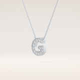 0.294 TCW Round Cut Moissanite G Initial Pendant Necklace