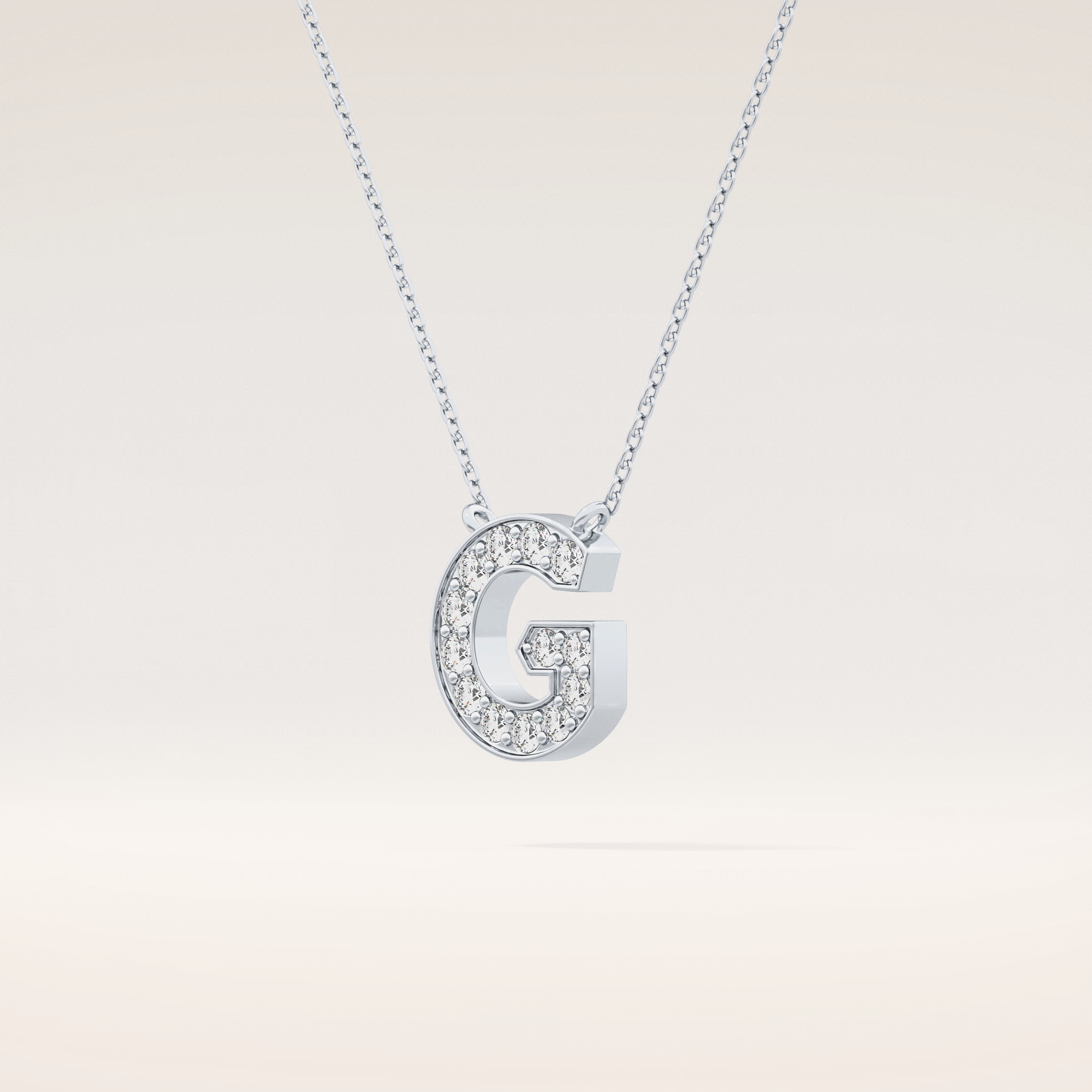 0.294 TCW Round Cut Moissanite G Initial Pendant Necklace