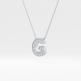 0.294 TCW Round Lab Grown Diamond G Initial Pendant Necklace