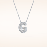 0.294 TCW Round Cut Moissanite G Initial Pendant Necklace