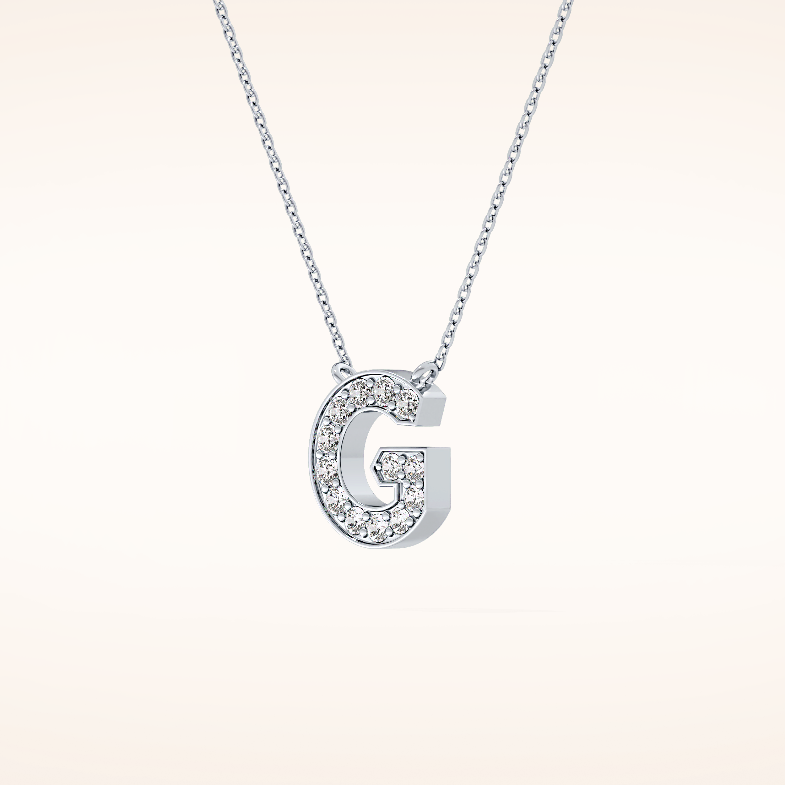 0.294 TCW Round Cut Moissanite G Initial Pendant Necklace