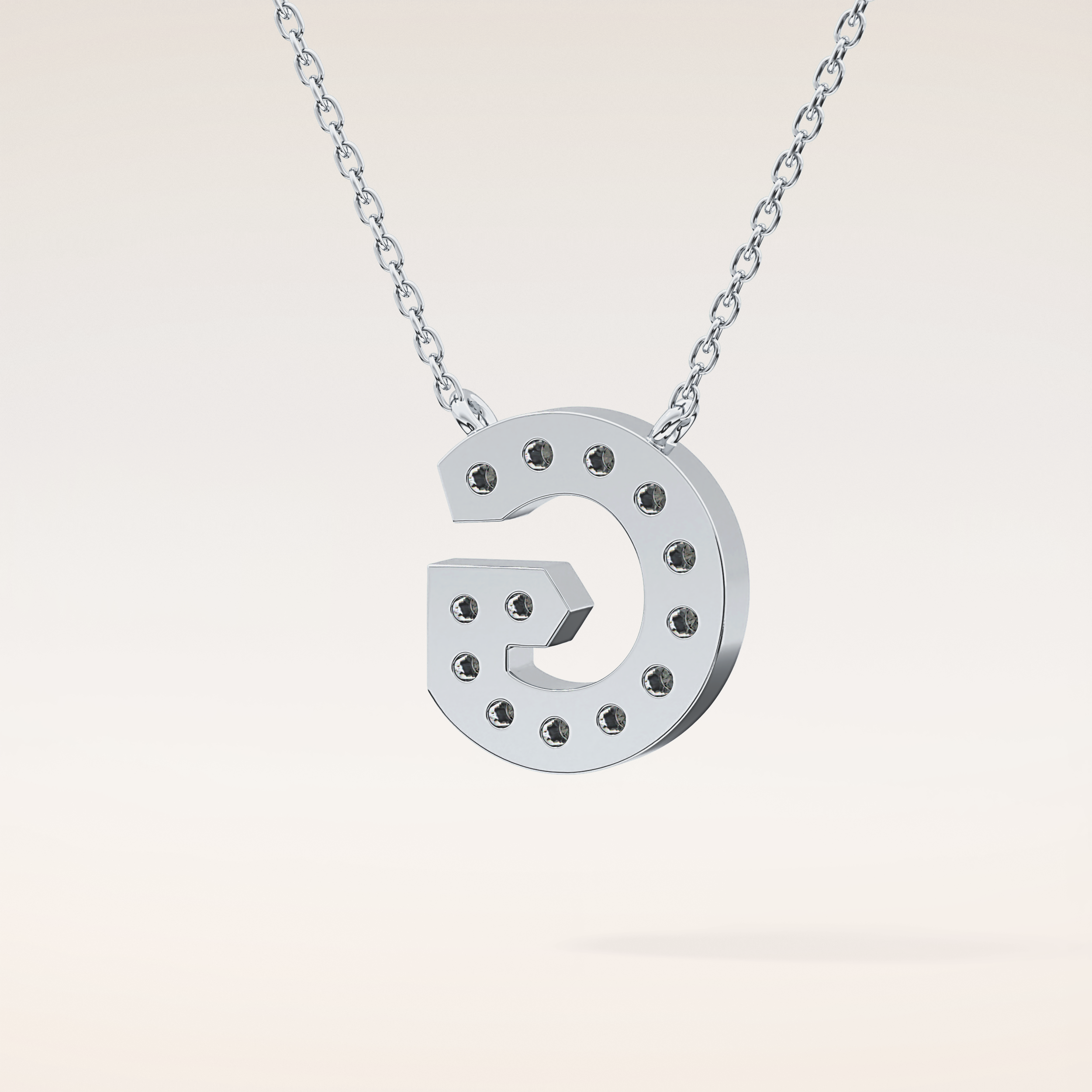 0.294 TCW Round Cut Moissanite G Initial Pendant Necklace