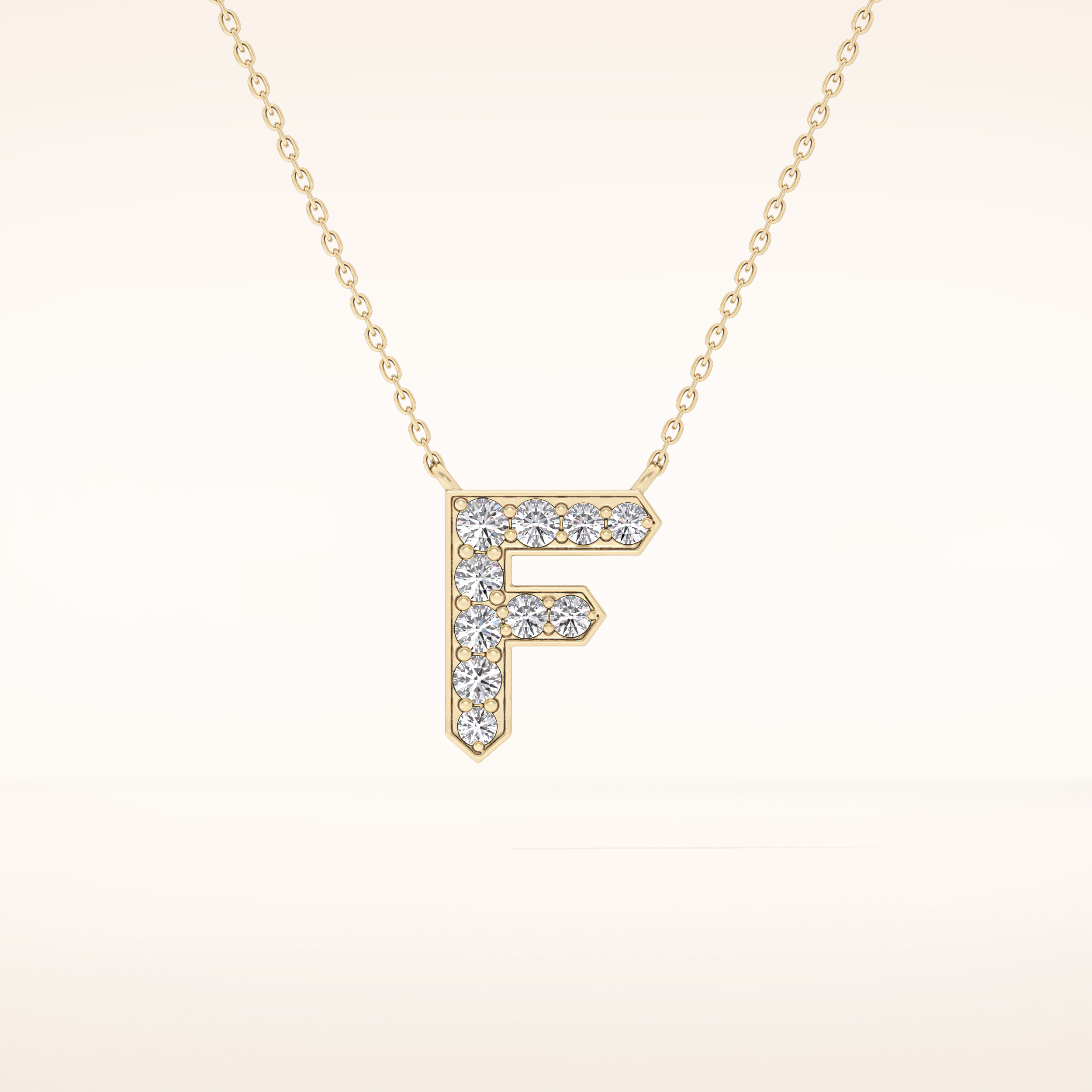 0.342 TCW Round Cut Moissanite F Initial Pendant Necklace