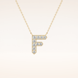0.342 TCW Round Cut Moissanite F Initial Pendant Necklace