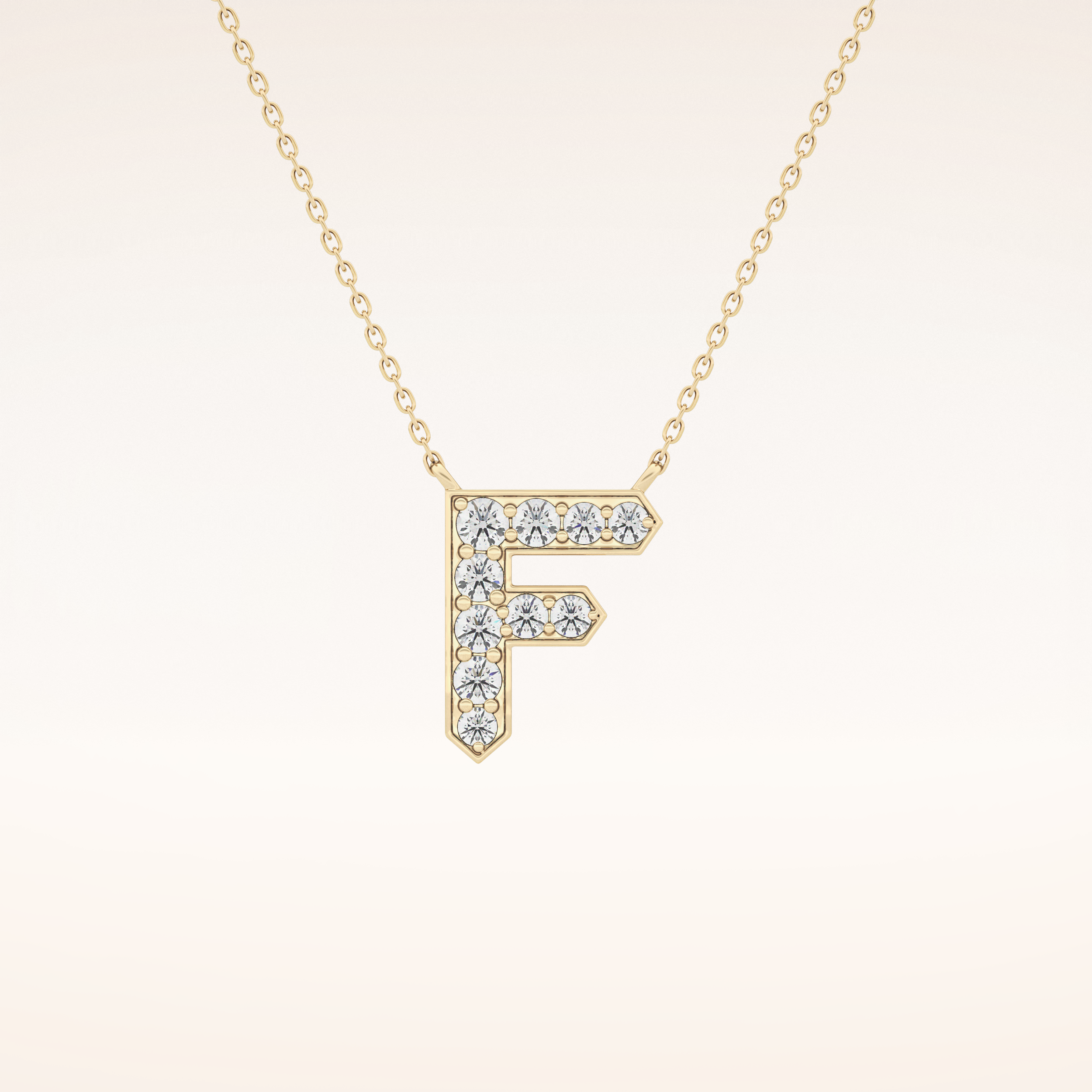 0.342 TCW Round Cut Moissanite F Initial Pendant Necklace