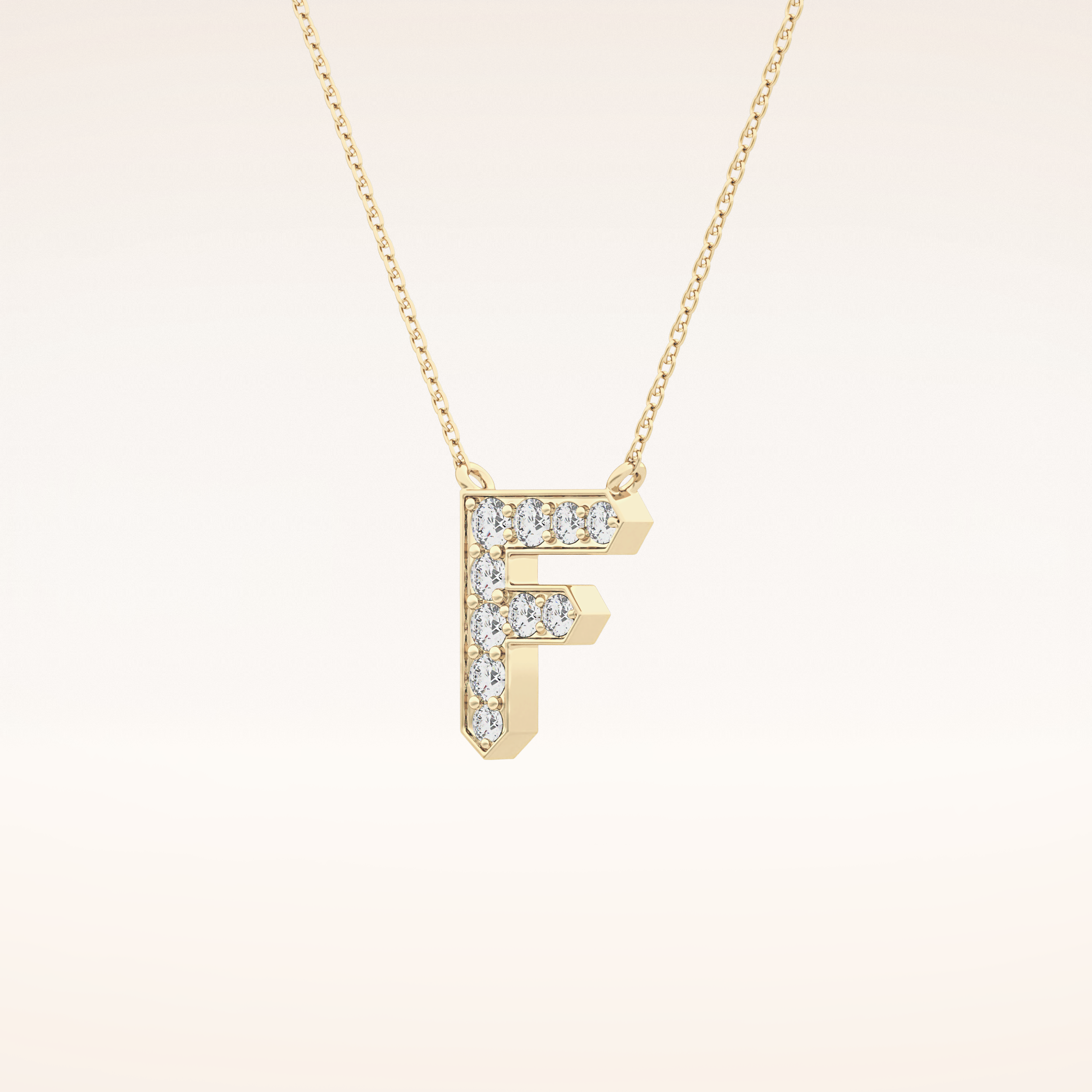 0.342 TCW Round Cut Moissanite F Initial Pendant Necklace