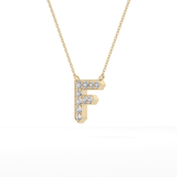 0.342 TCW Round Lab Grown Diamond F Initial Pendant Necklace