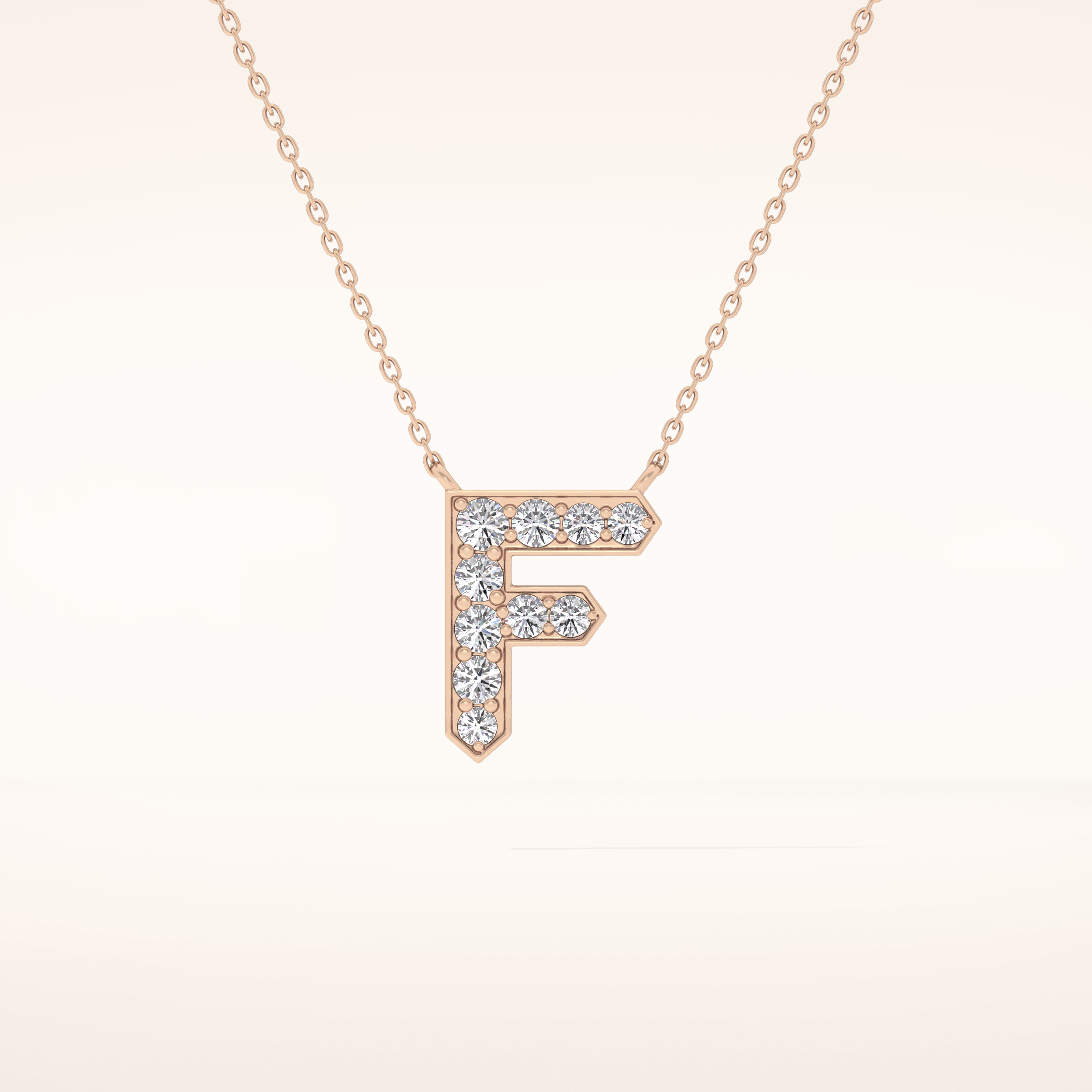 0.342 TCW Round Cut Moissanite F Initial Pendant Necklace