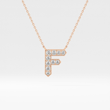 0.342 TCW Round Lab Grown Diamond F Initial Pendant Necklace