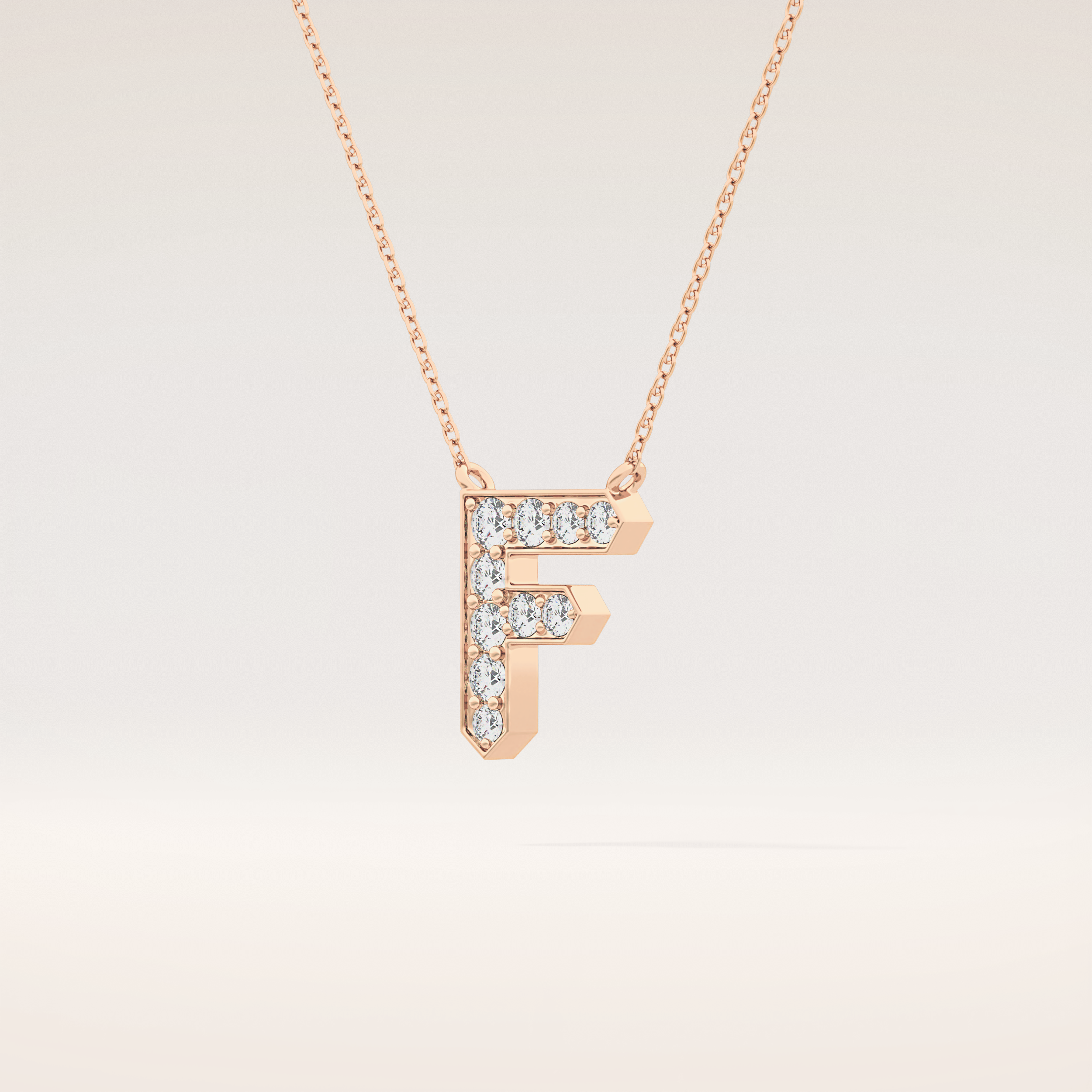 0.342 TCW Round Cut Moissanite F Initial Pendant Necklace