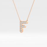 0.342 TCW Round Lab Grown Diamond F Initial Pendant Necklace